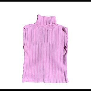 pink sleeveless turtle neck